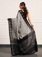 Handloom Ikat On Gas Mercerised Cotton Saree with Without Blouse - Image 2