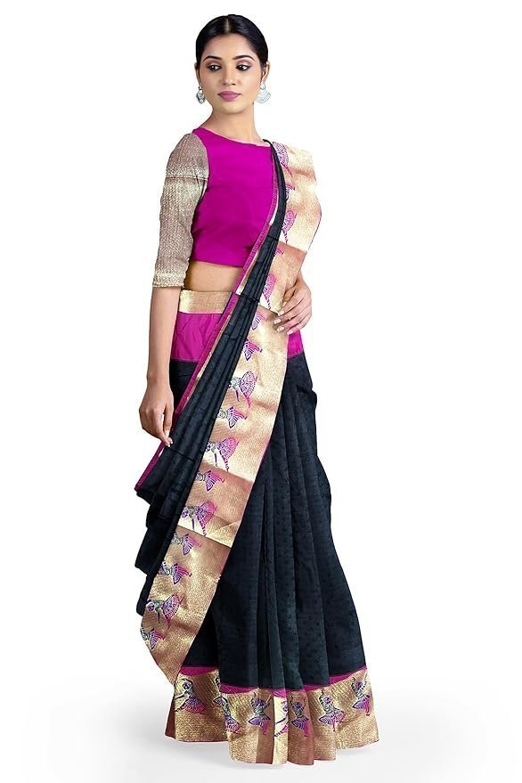 716mltO2enL._SY879_.jpg Kanjivaram Silk Sarees with Woven Zari work | 80% Pure Kanjeevaram silk and 10% Art Silk - Image 1